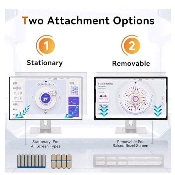 2 Pack 22-in Computer Privacy Screen for 16:10 Anti Glare Blue Light Protection - Picture 8 of 10